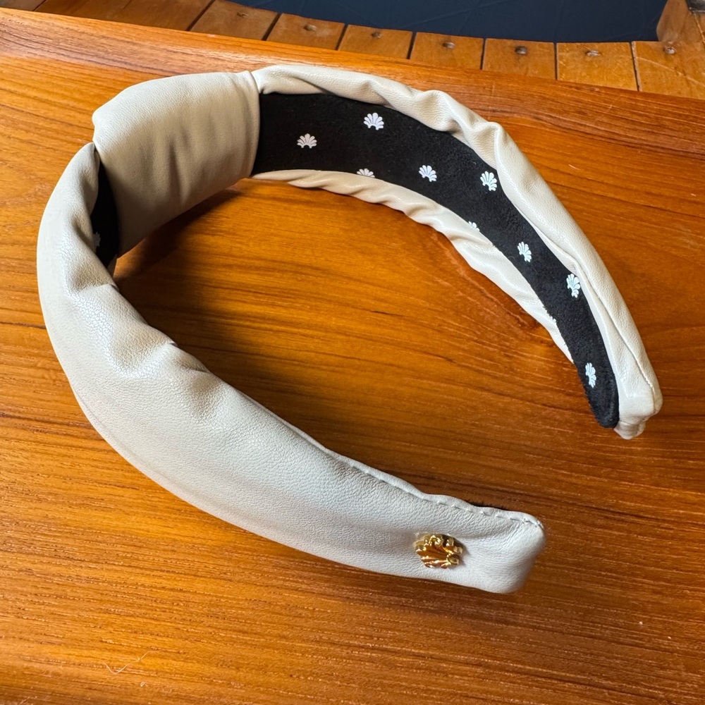 LeLe Sadoughi Bisque Faux Leather Knotted Headband